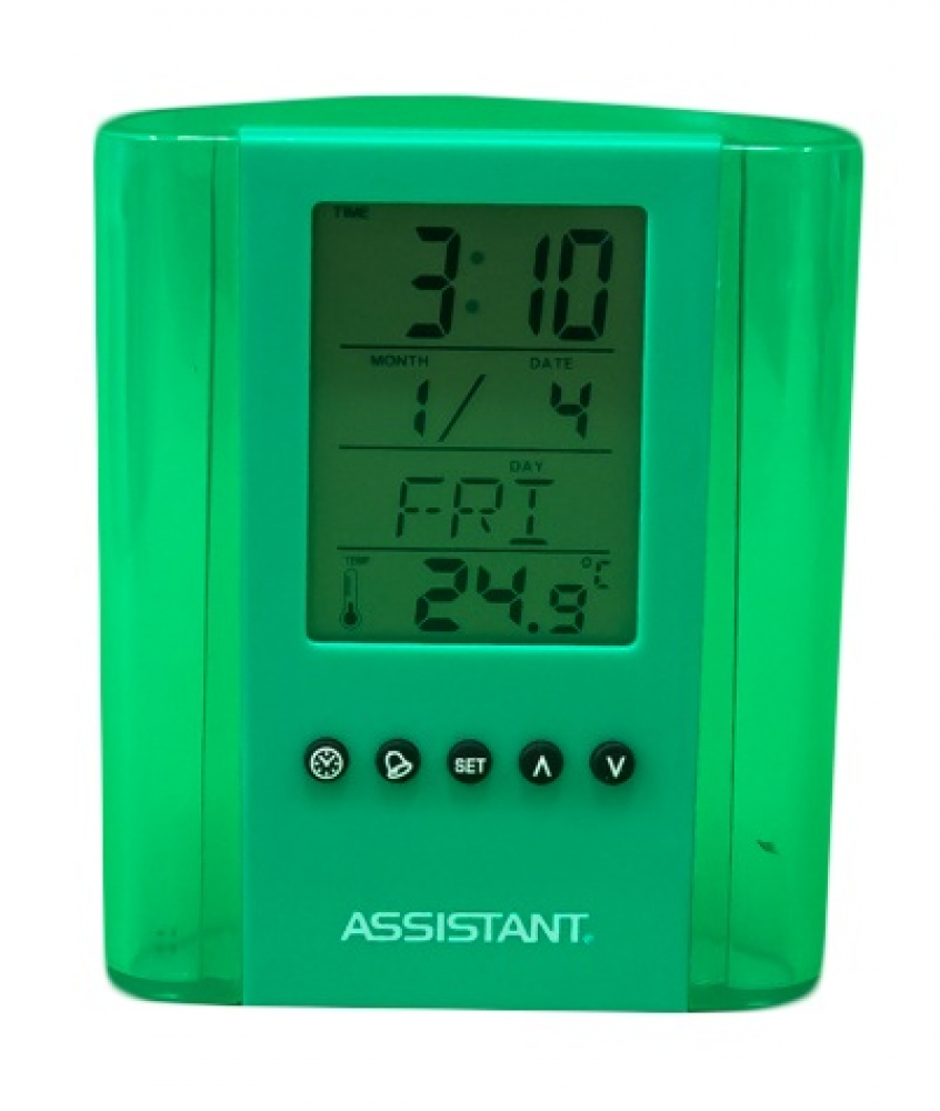 Годинник-підставка Assistant AH 1050 green для ручок, зелена